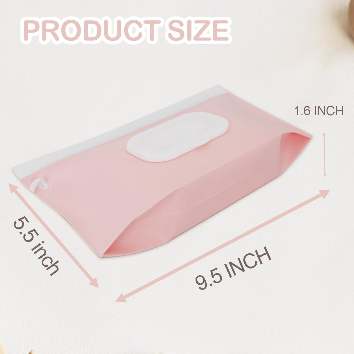 Baby Wipe Holder,Wipe Dispenser, 3-Pack Portable Refillable Wipe Container,Reusable Travel Baby Wipes Case, Waterproof and Dustproof, Wipe Holder for Diaper (Pink)