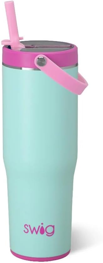 30oz Leakproof To-Go Tumbler with Handle, Sage Mist | Leakproof Lid - Triple Insulated Stainless Steel - Handle & Straw Included - Cup Holder Friendly - Dishwasher Safe
