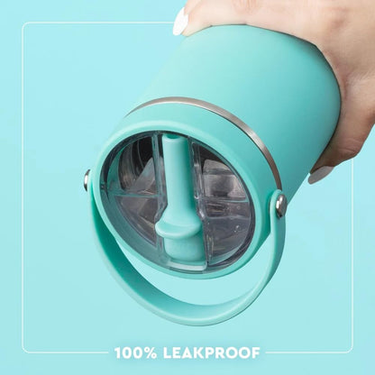 30oz Leakproof To-Go Tumbler with Handle, Sage Mist | Leakproof Lid - Triple Insulated Stainless Steel - Handle & Straw Included - Cup Holder Friendly - Dishwasher Safe