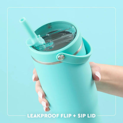 30oz Leakproof To-Go Tumbler with Handle, Sage Mist | Leakproof Lid - Triple Insulated Stainless Steel - Handle & Straw Included - Cup Holder Friendly - Dishwasher Safe