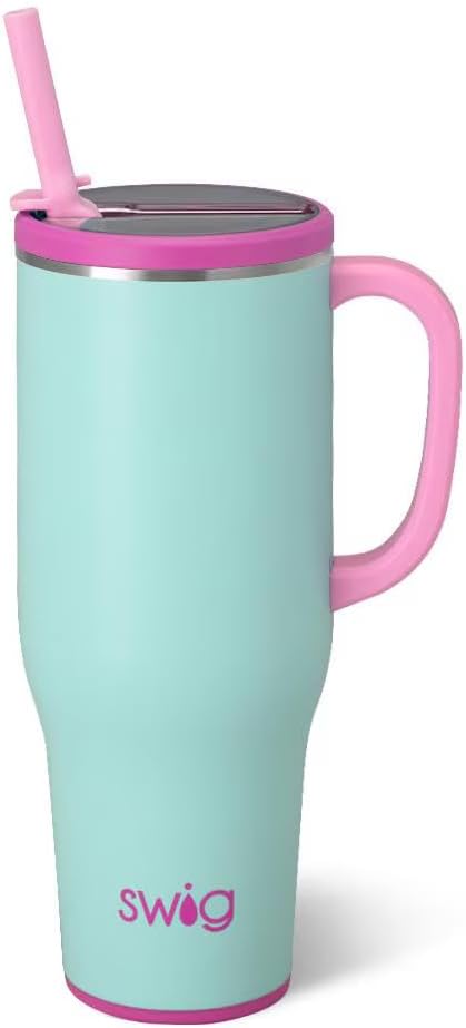 30oz Leakproof To-Go Tumbler with Handle, Sage Mist | Leakproof Lid - Triple Insulated Stainless Steel - Handle & Straw Included - Cup Holder Friendly - Dishwasher Safe