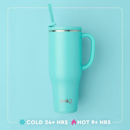 30oz Leakproof To-Go Tumbler with Handle, Sage Mist | Leakproof Lid - Triple Insulated Stainless Steel - Handle & Straw Included - Cup Holder Friendly - Dishwasher Safe