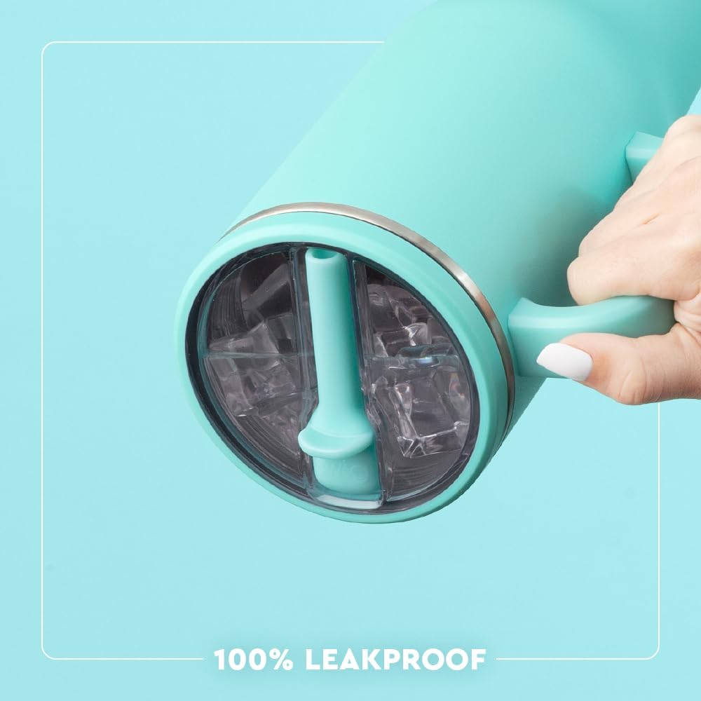 30oz Leakproof To-Go Tumbler with Handle, Sage Mist | Leakproof Lid - Triple Insulated Stainless Steel - Handle & Straw Included - Cup Holder Friendly - Dishwasher Safe
