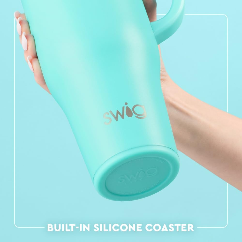 30oz Leakproof To-Go Tumbler with Handle, Sage Mist | Leakproof Lid - Triple Insulated Stainless Steel - Handle & Straw Included - Cup Holder Friendly - Dishwasher Safe