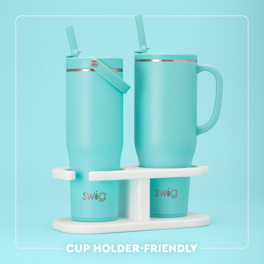 30oz Leakproof To-Go Tumbler with Handle, Sage Mist | Leakproof Lid - Triple Insulated Stainless Steel - Handle & Straw Included - Cup Holder Friendly - Dishwasher Safe