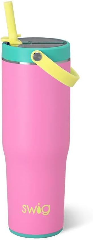 30oz Leakproof To-Go Tumbler with Handle, Sage Mist | Leakproof Lid - Triple Insulated Stainless Steel - Handle & Straw Included - Cup Holder Friendly - Dishwasher Safe