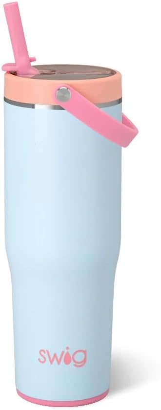 30oz Leakproof To-Go Tumbler with Handle, Sage Mist | Leakproof Lid - Triple Insulated Stainless Steel - Handle & Straw Included - Cup Holder Friendly - Dishwasher Safe