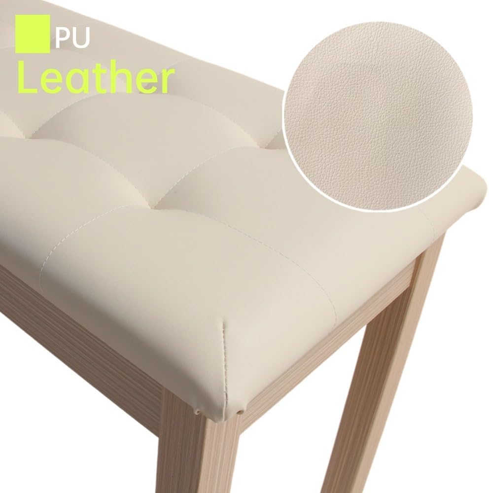 Solid Wood Piano Bench with Storage, Piano Stool and Padded Cushion, Keyboard Bench with Bookcase, Piano Chair and Piano Seat with High-Density Sponges.