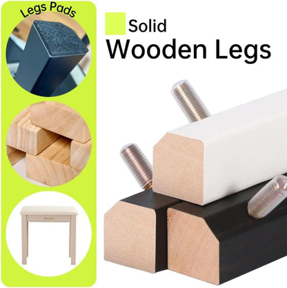 Solid Wood Piano Bench with Storage, Piano Stool and Padded Cushion, Keyboard Bench with Bookcase, Piano Chair and Piano Seat with High-Density Sponges.