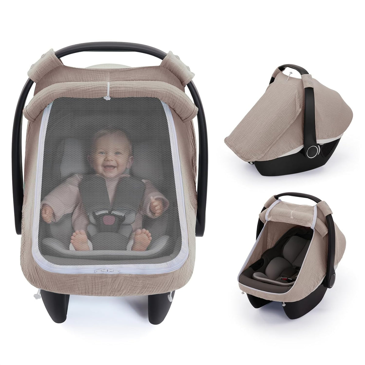 Muslin Baby Car Seat Cover, Infant Canopy, Agreeable Gray