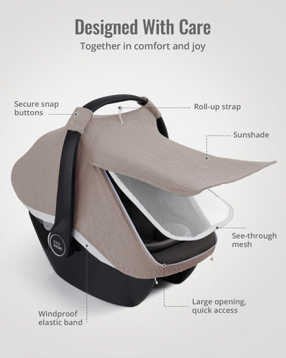 Muslin Baby Car Seat Cover, Infant Canopy, Agreeable Gray