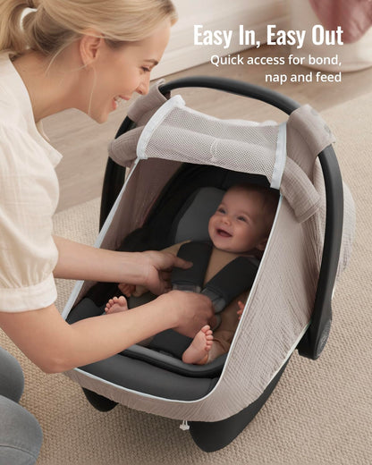 Muslin Baby Car Seat Cover, Infant Canopy, Agreeable Gray