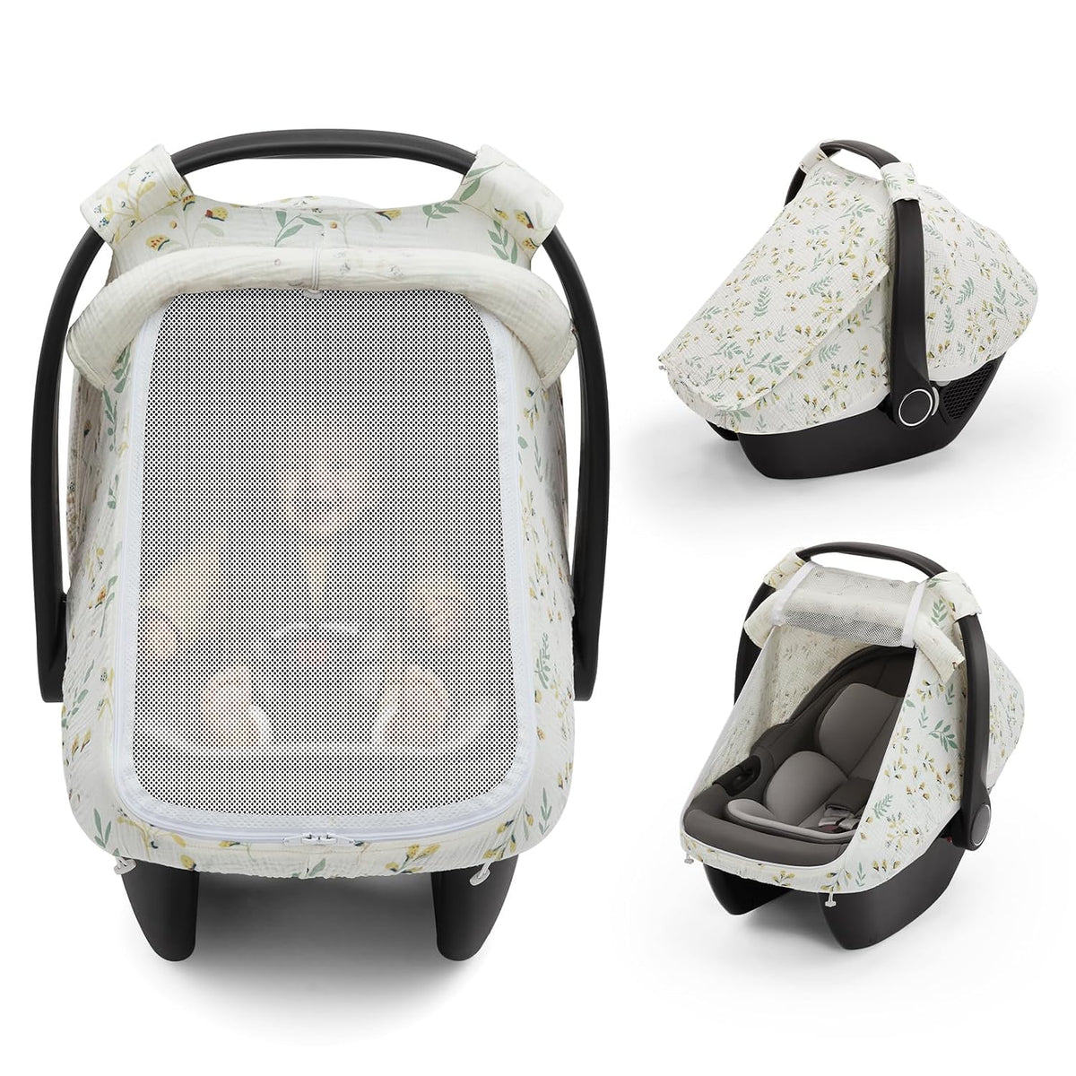 Muslin Baby Car Seat Cover, Infant Canopy, Agreeable Gray