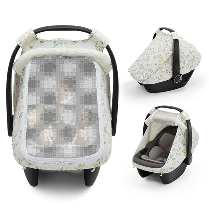Muslin Baby Car Seat Cover, Infant Canopy, Agreeable Gray