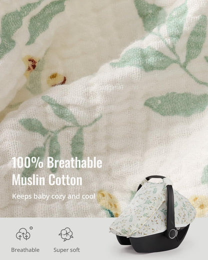 Muslin Baby Car Seat Cover, Infant Canopy, Agreeable Gray