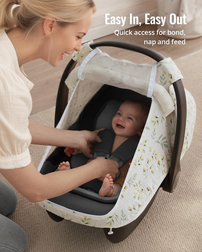 Muslin Baby Car Seat Cover, Infant Canopy, Agreeable Gray