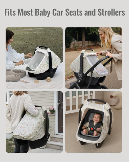 Muslin Baby Car Seat Cover, Infant Canopy, Agreeable Gray