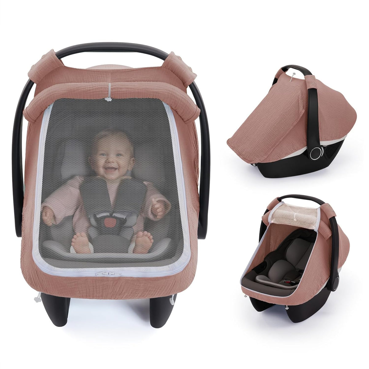 Muslin Baby Car Seat Cover, Infant Canopy, Agreeable Gray