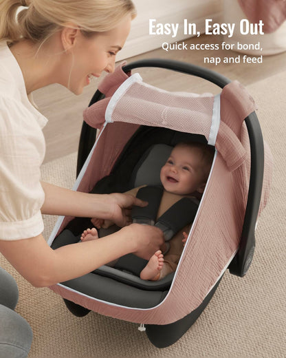 Muslin Baby Car Seat Cover, Infant Canopy, Agreeable Gray