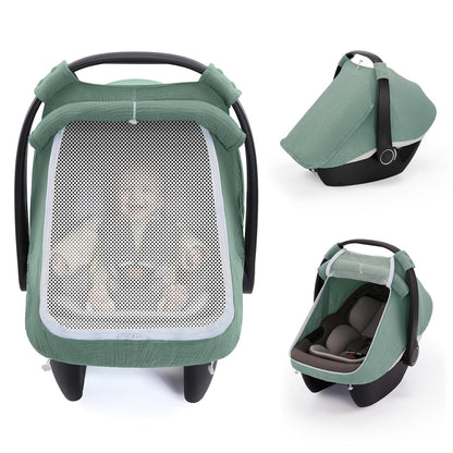 Muslin Baby Car Seat Cover, Infant Canopy, Agreeable Gray