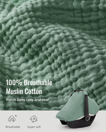 Muslin Baby Car Seat Cover, Infant Canopy, Agreeable Gray