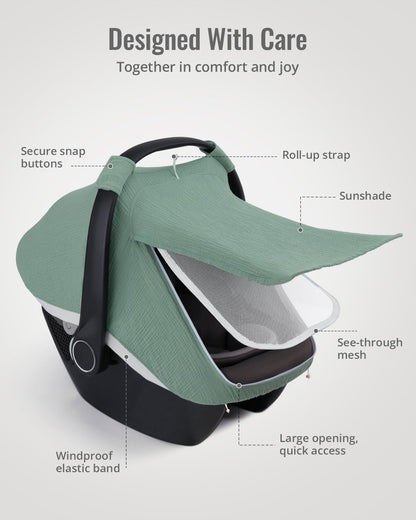 Muslin Baby Car Seat Cover, Infant Canopy, Agreeable Gray