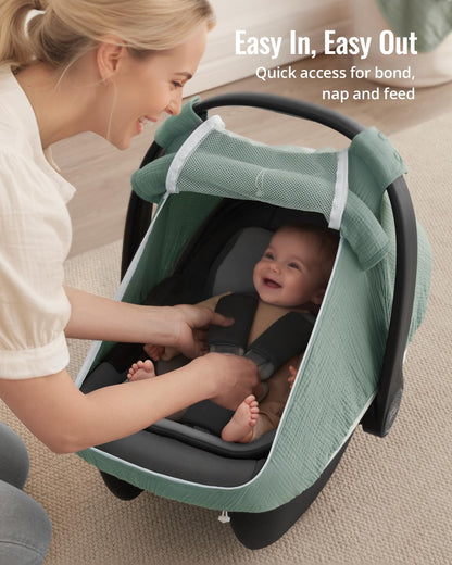 Muslin Baby Car Seat Cover, Infant Canopy, Agreeable Gray