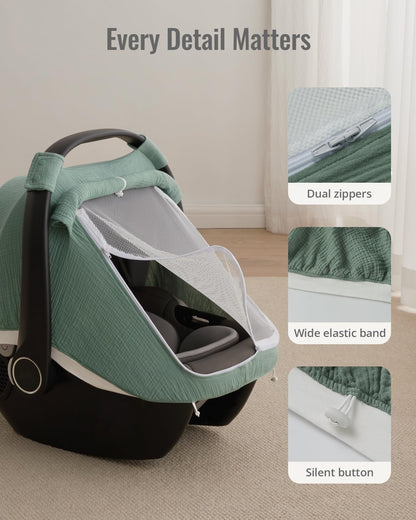 Muslin Baby Car Seat Cover, Infant Canopy, Agreeable Gray