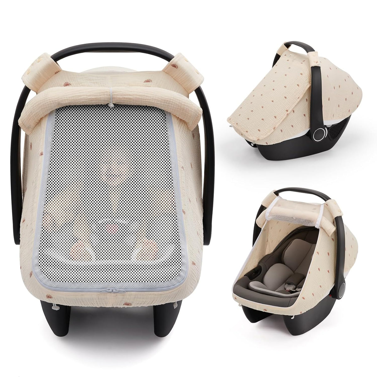 Muslin Baby Car Seat Cover, Infant Canopy, Agreeable Gray