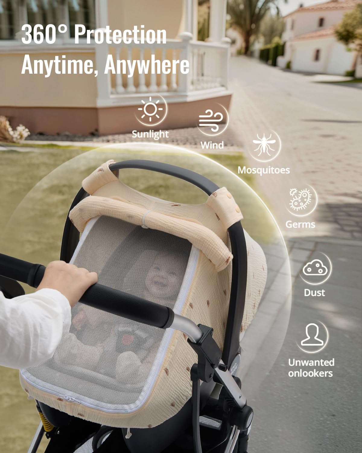 Muslin Baby Car Seat Cover, Infant Canopy, Agreeable Gray