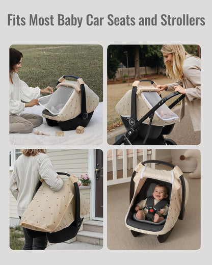 Muslin Baby Car Seat Cover, Infant Canopy, Agreeable Gray