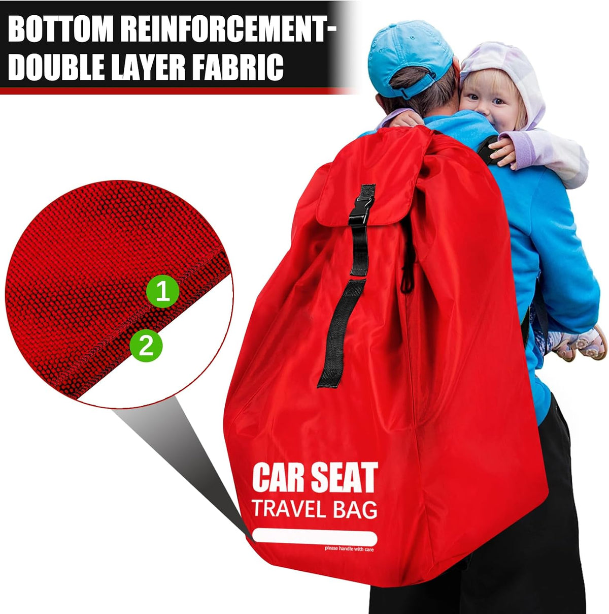 Car Seat Travel Bag for Airplane, Padded Strap Car Seat Bags for Air Travel
