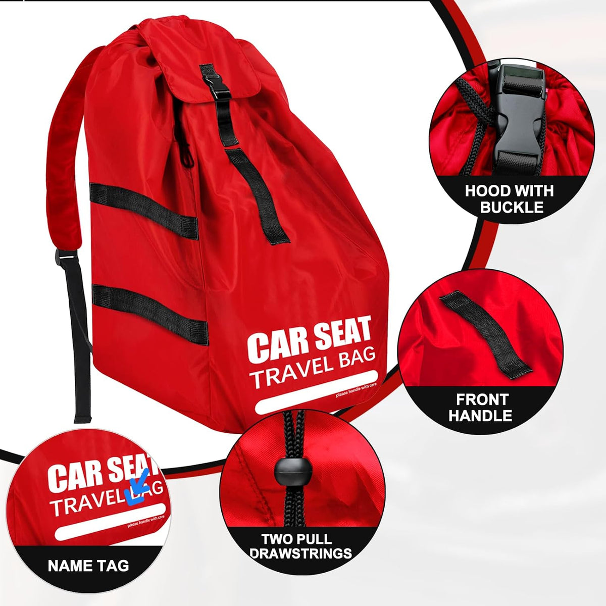 Car Seat Travel Bag for Airplane, Padded Strap Car Seat Bags for Air Travel