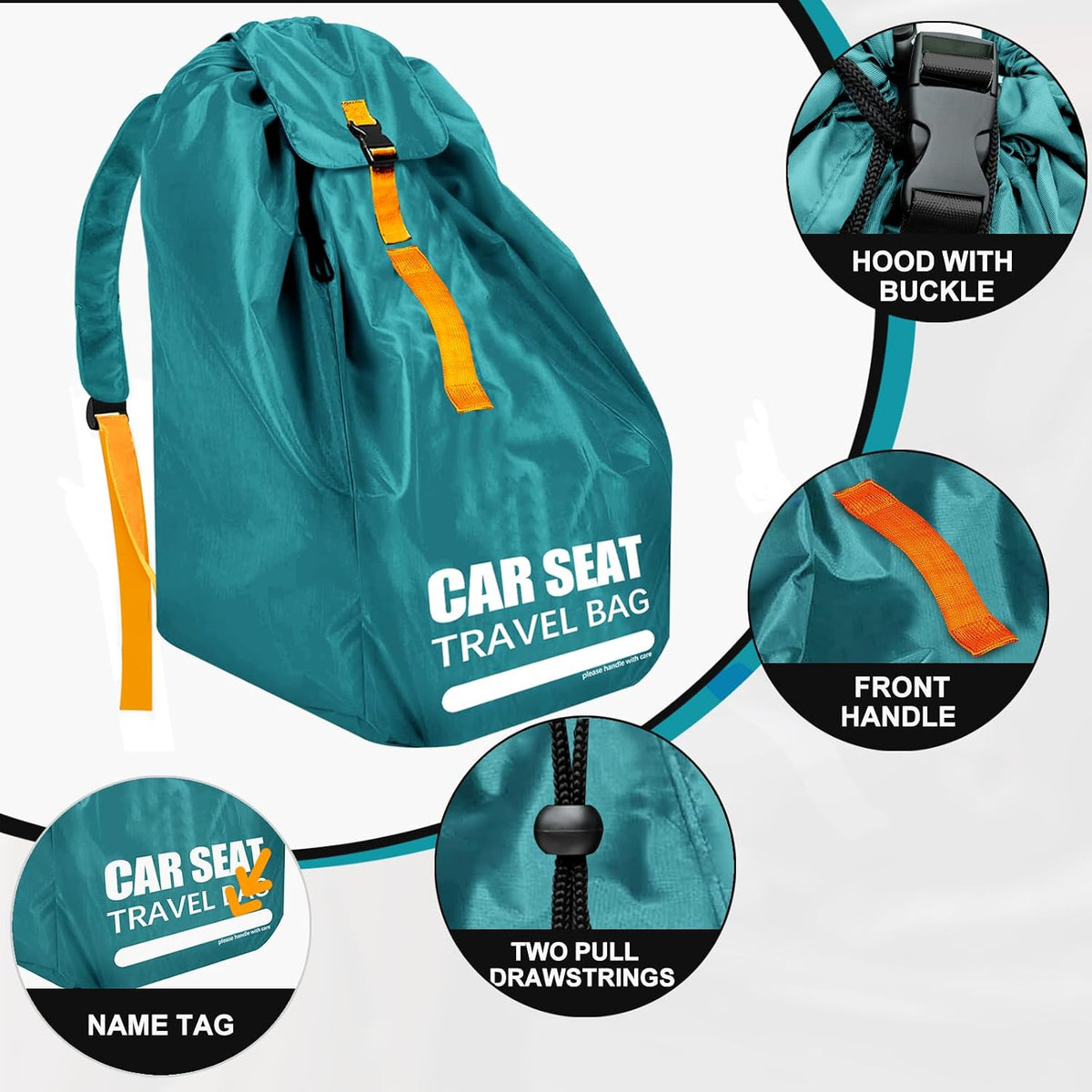 Car Seat Travel Bag for Airplane, Padded Strap Car Seat Bags for Air Travel