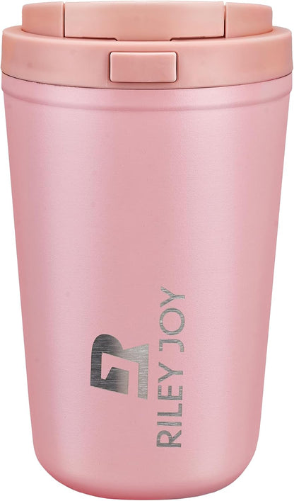 13oz Insulated Travel Coffee Mug, Hot & Iced Coffee Cups with Lids, Pink | 100% Leak Proof, Stainless Steel Vacuum Insulated, Cup holder Friendly, One-Touch Open, To Go, Reusable, Coffee Tumbler