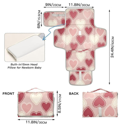 Hearts Portable Diaper Changing Pad Waterproof Changing Pads
