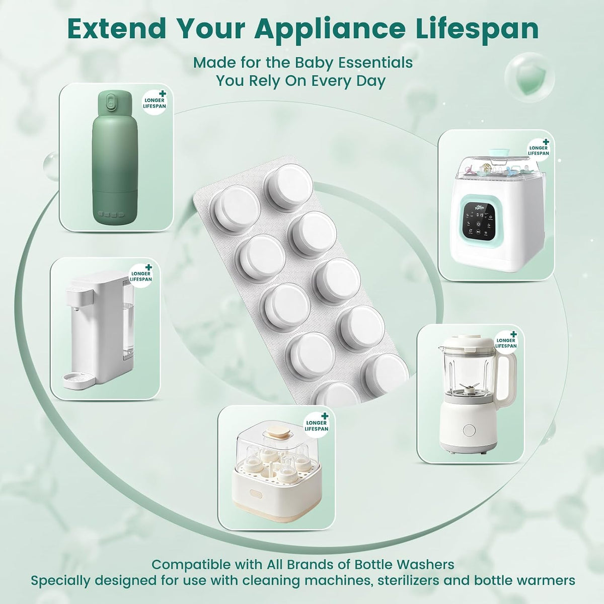 Tiny Marvels Powerful Descaling Tablets for Baby Bottle Washer