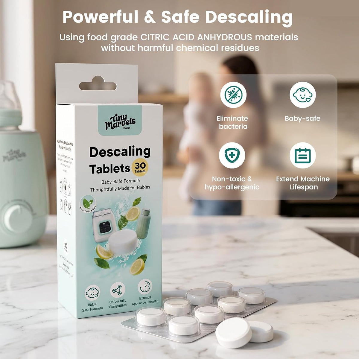 Tiny Marvels Powerful Descaling Tablets for Baby Bottle Washer