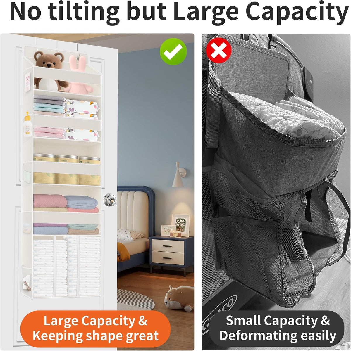 5-Tier Over the Door Nursery Organizer with 10 Mesh Pockets