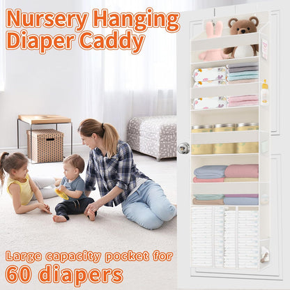 5-Tier Over the Door Nursery Organizer with 10 Mesh Pockets