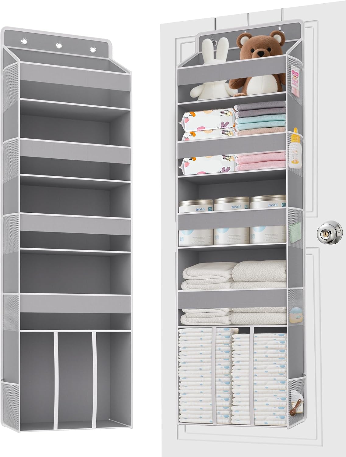 5-Tier Over the Door Nursery Organizer with 10 Mesh Pockets