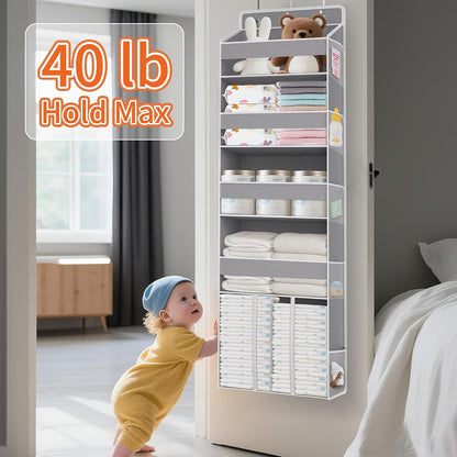 5-Tier Over the Door Nursery Organizer with 10 Mesh Pockets