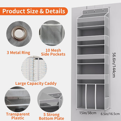 5-Tier Over the Door Nursery Organizer with 10 Mesh Pockets
