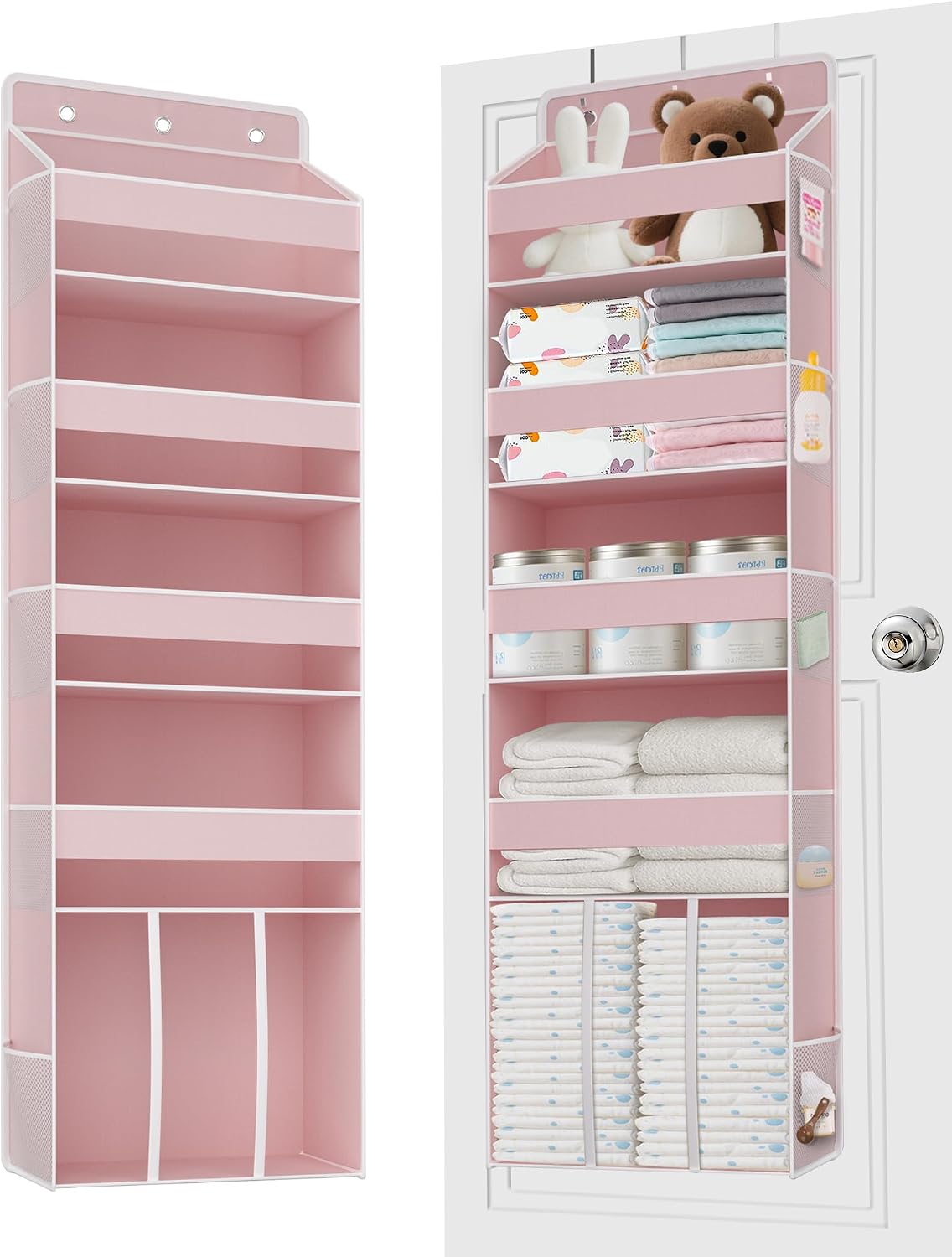 5-Tier Over the Door Nursery Organizer with 10 Mesh Pockets