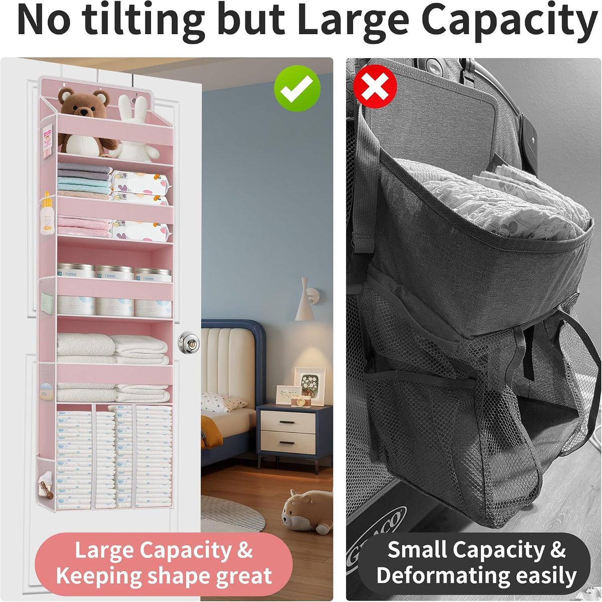 5-Tier Over the Door Nursery Organizer with 10 Mesh Pockets