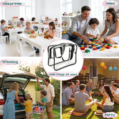 6 Pack Large Toy Storage Bags Clear Organizer Bags with Double Zipper