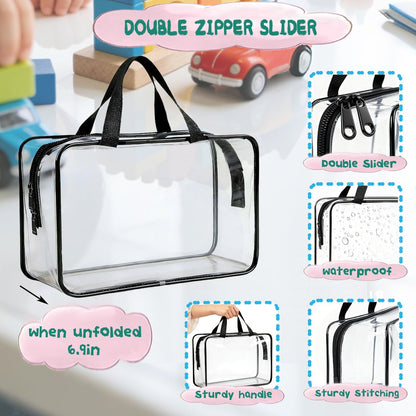 6 Pack Large Toy Storage Bags Clear Organizer Bags with Double Zipper