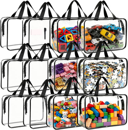 6 Pack Large Toy Storage Bags Clear Organizer Bags with Double Zipper