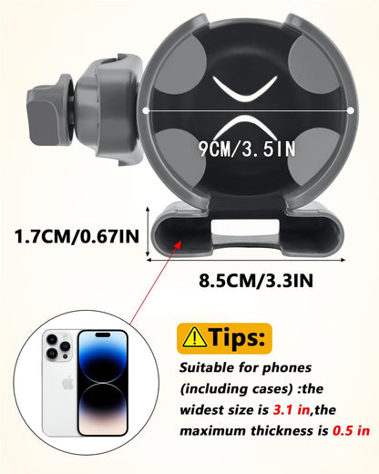 Universal Stroller Cup Holder with Mobile Phone Case, 2-in-1 Strollers Storage Rack, 360 Degrees Rotation Drink Holder for Bike, Pushchair, Wheelchair, Walker,Bicycle, Fits Most Cups