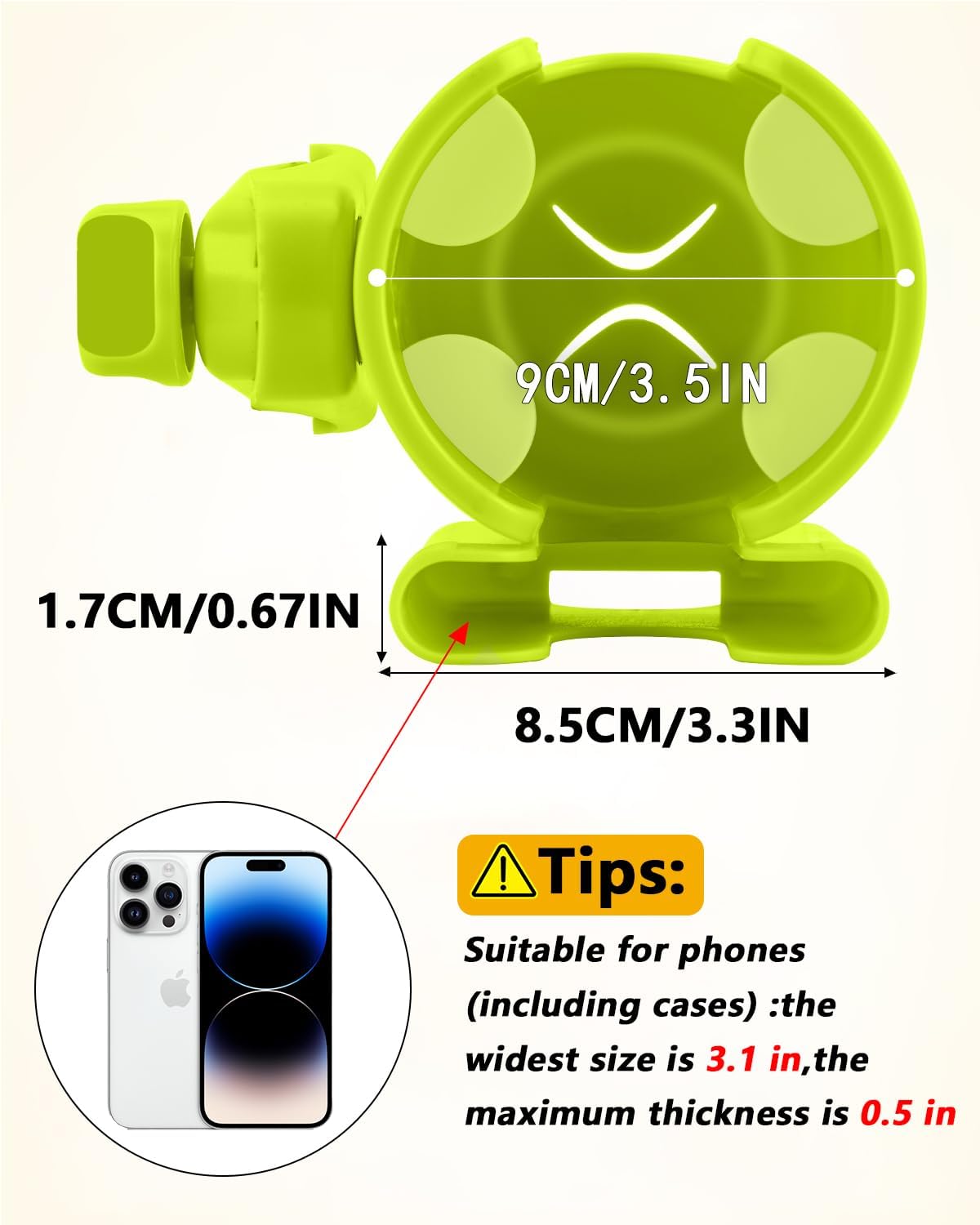 Universal Stroller Cup Holder with Mobile Phone Case, 2-in-1 Strollers Storage Rack, 360 Degrees Rotation Drink Holder for Bike, Pushchair, Wheelchair, Walker,Bicycle, Fits Most Cups